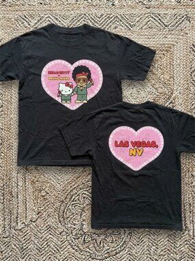 Official Hello Kitty x Bruno Mars Las Vegas Heart Graphic T-Shirt White Unisex